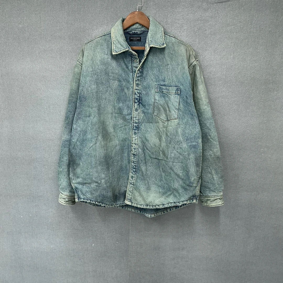未使用 Balenciaga/巴黎世家 水洗做旧牛仔棉服外套带吊S码 5303