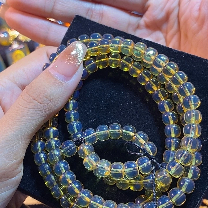 蓝珀未镶嵌珠宝奇石墨西哥蓝珀老型佛珠7