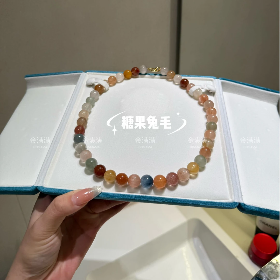 【韦雪同款彩兔毛】天然水晶彩兔毛项链 B607