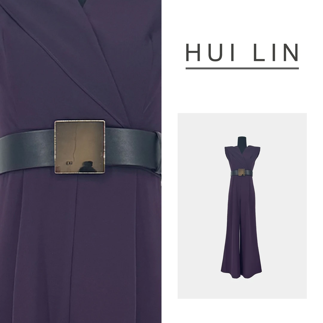 【夏季新款】显瘦气质轻奢V领高腰直筒连体裤【25585】