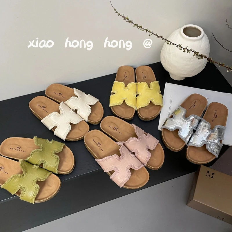 韩版“H拖”东大门欧若风博肯拖鞋软木底平底百搭软底