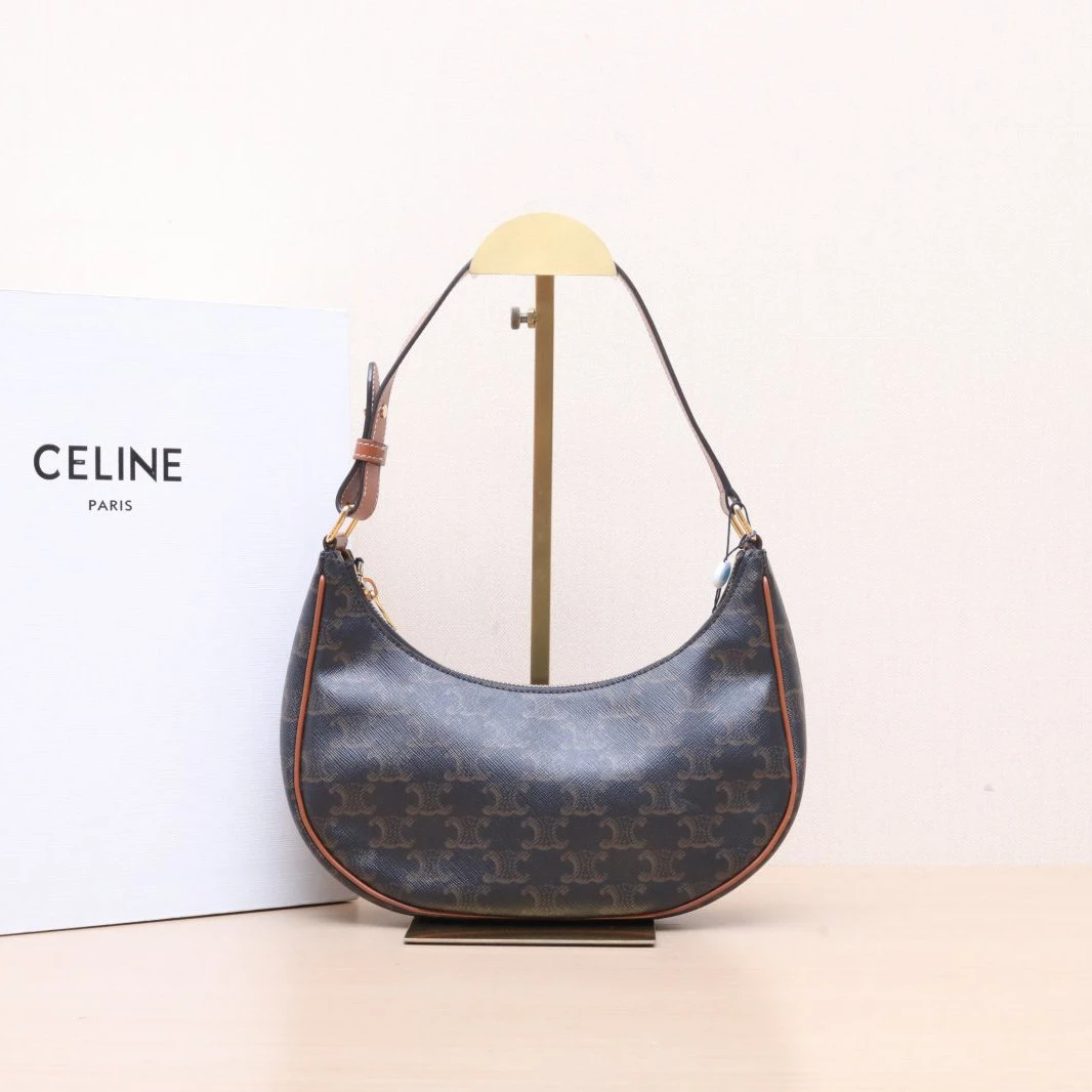 95新 Celine/思琳 小花攀攀AVA 豌豆包 腋下包 中号 凯旋门印花