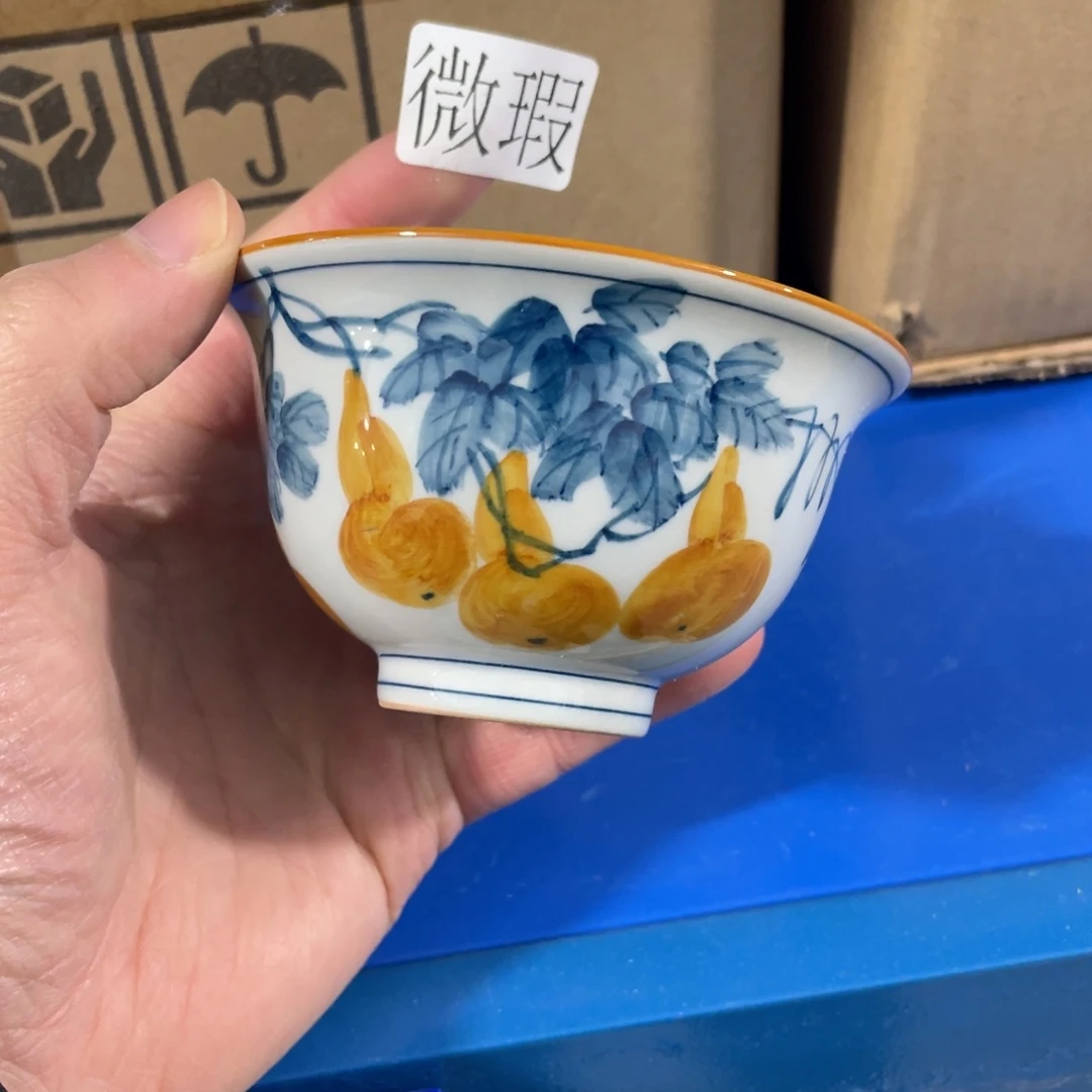 釉下手绘茶具微瑕