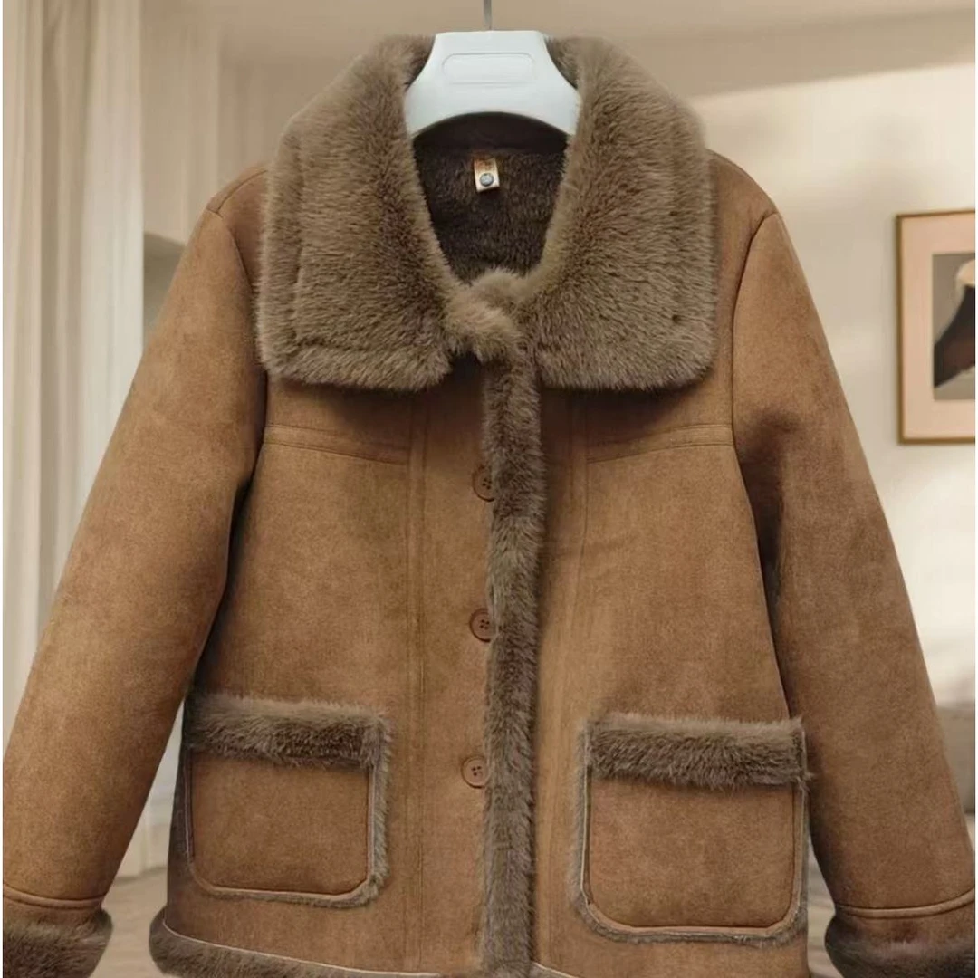 55款-女士外套冬季保暖时尚气质百搭毛绒翻领yy
