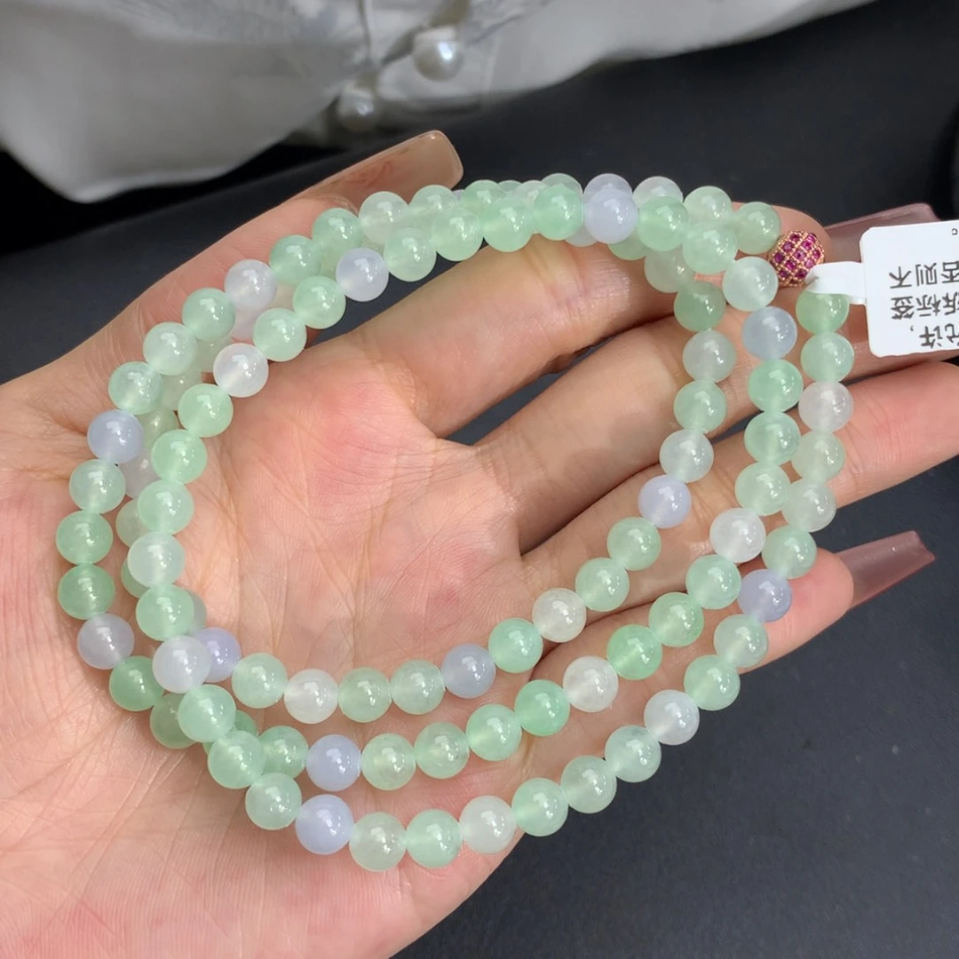 翡翠手链未镶嵌卡6冰马卡龙项链