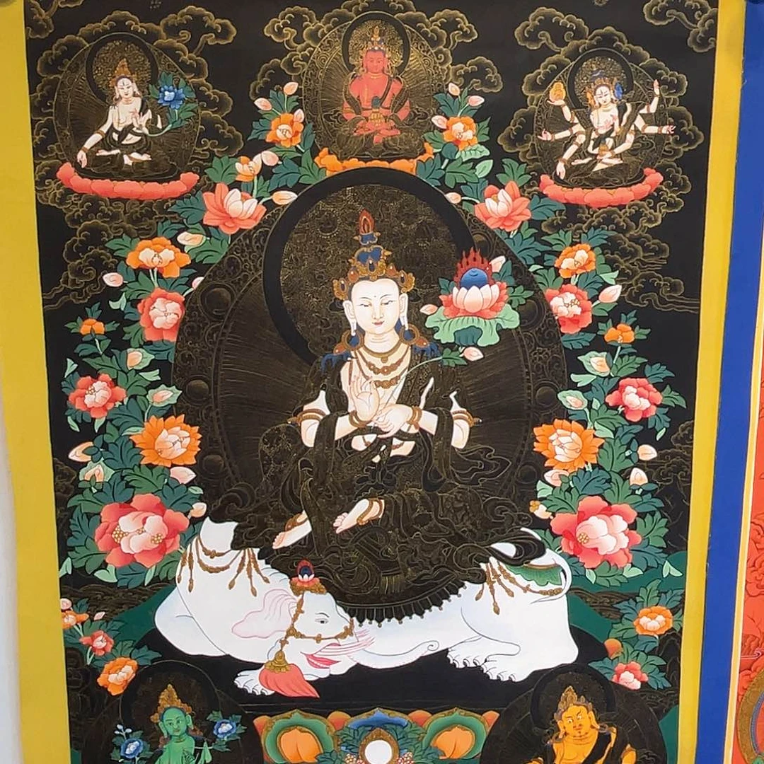 装裱画·****重50×75纯手绘黑金普贤