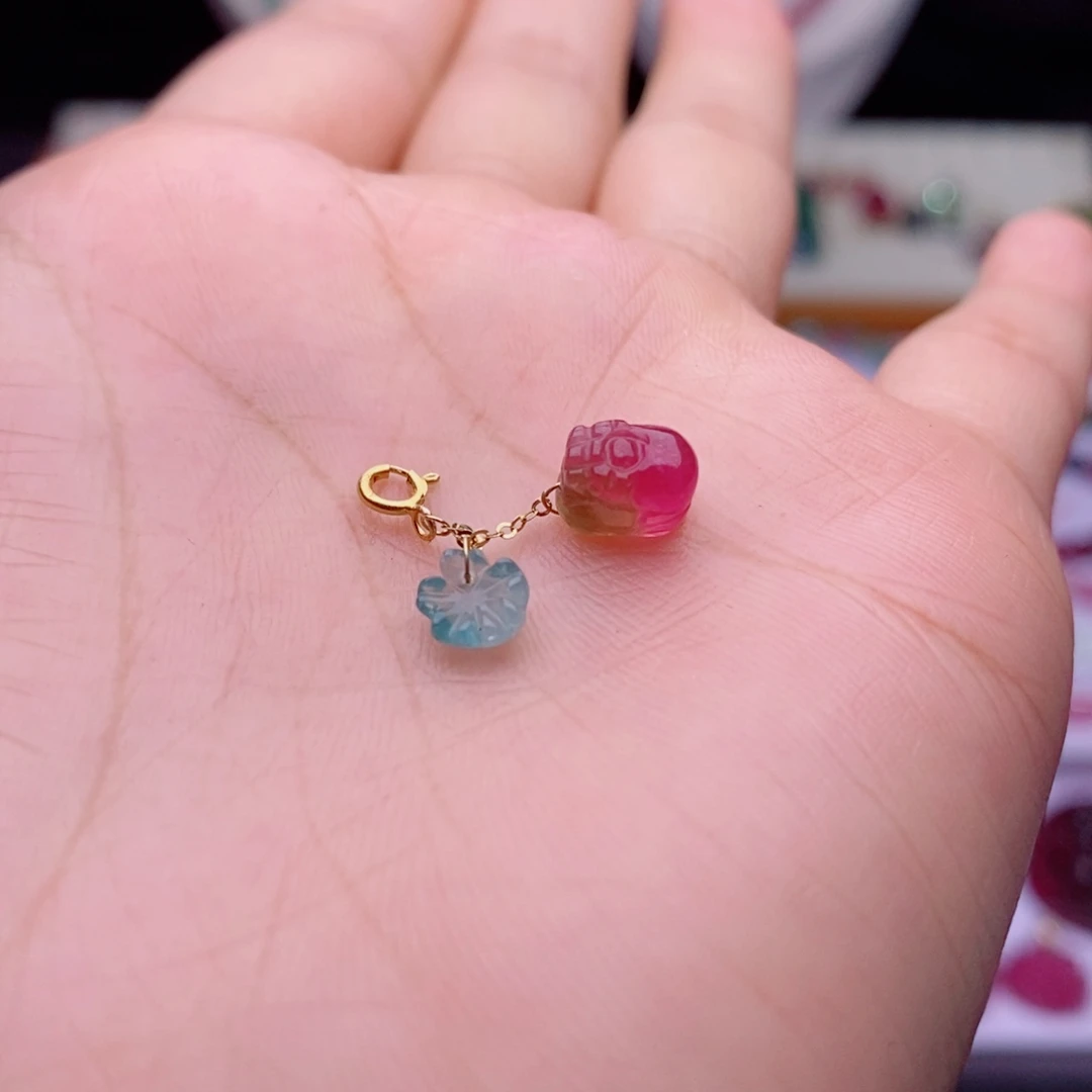 吊坠(不含链)18K金镶嵌碧玺d