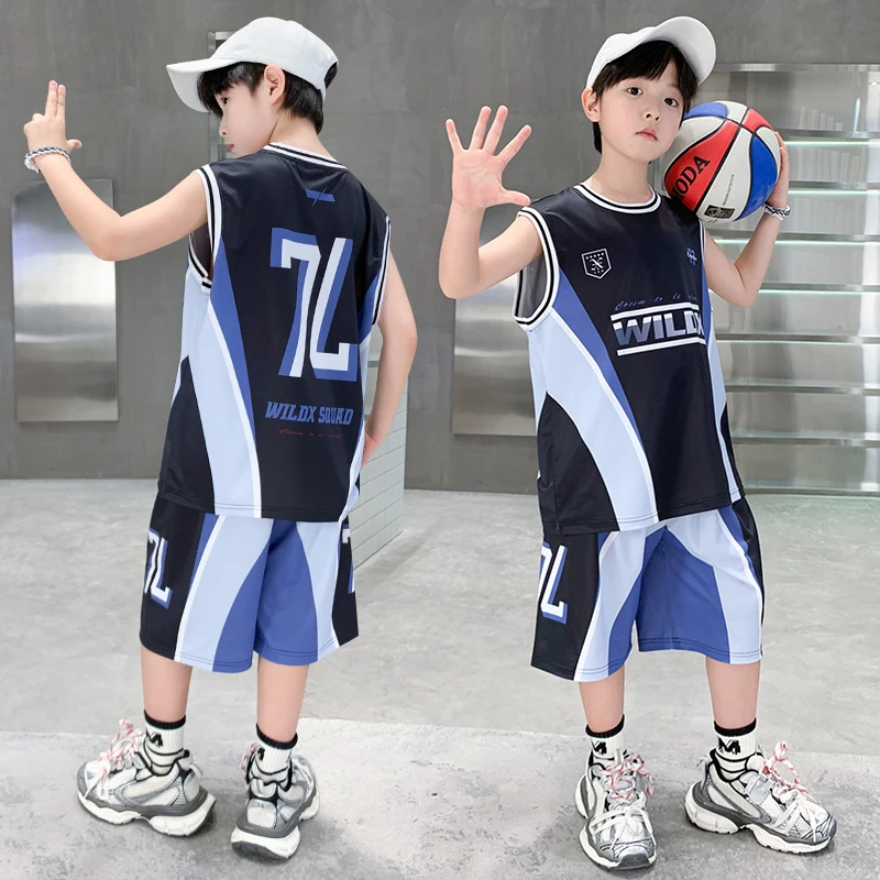男童篮球服夏季童装凉感儿童背心套装学院风运动冰丝球衣2025新款
