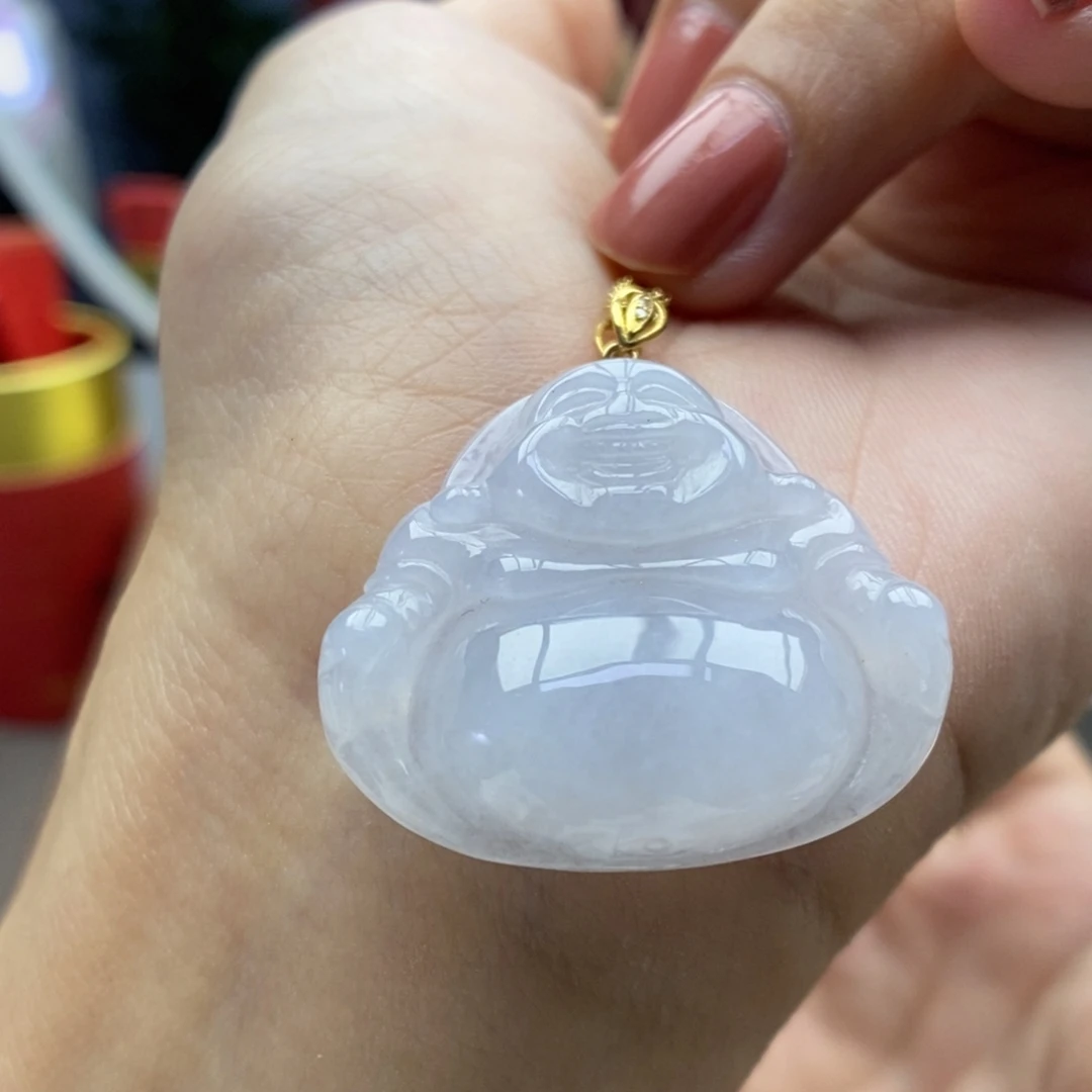 翡翠18K金镶嵌颈饰吊坠4