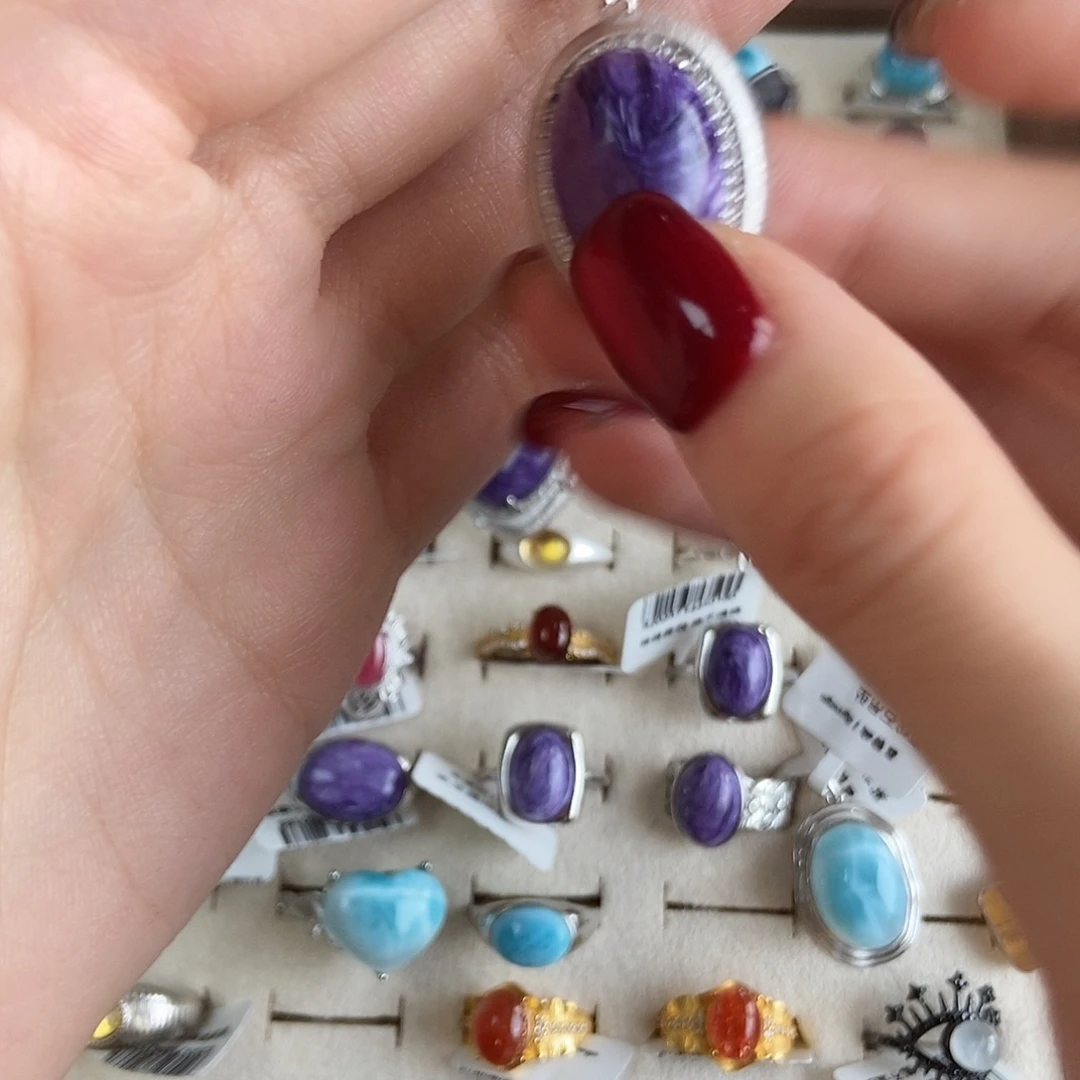 机***娘银S925镶嵌戒指烟晶紫龙晶吊坠200