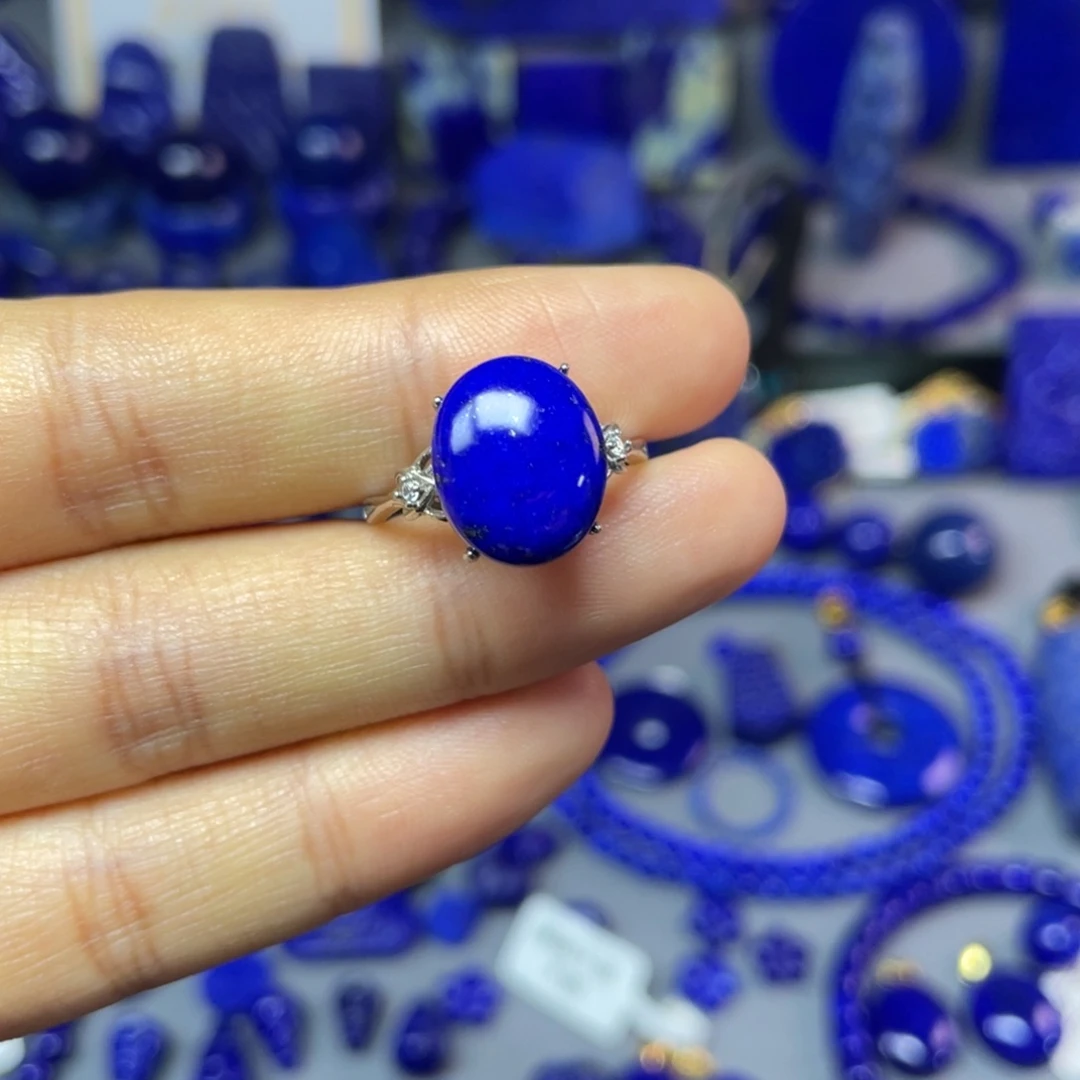 青金石银S925镶嵌戒指（可调节）