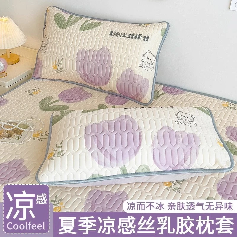 乳胶枕头套夏季冰丝凉席枕套单只对装成人单枕芯内胆套48cmx74cm