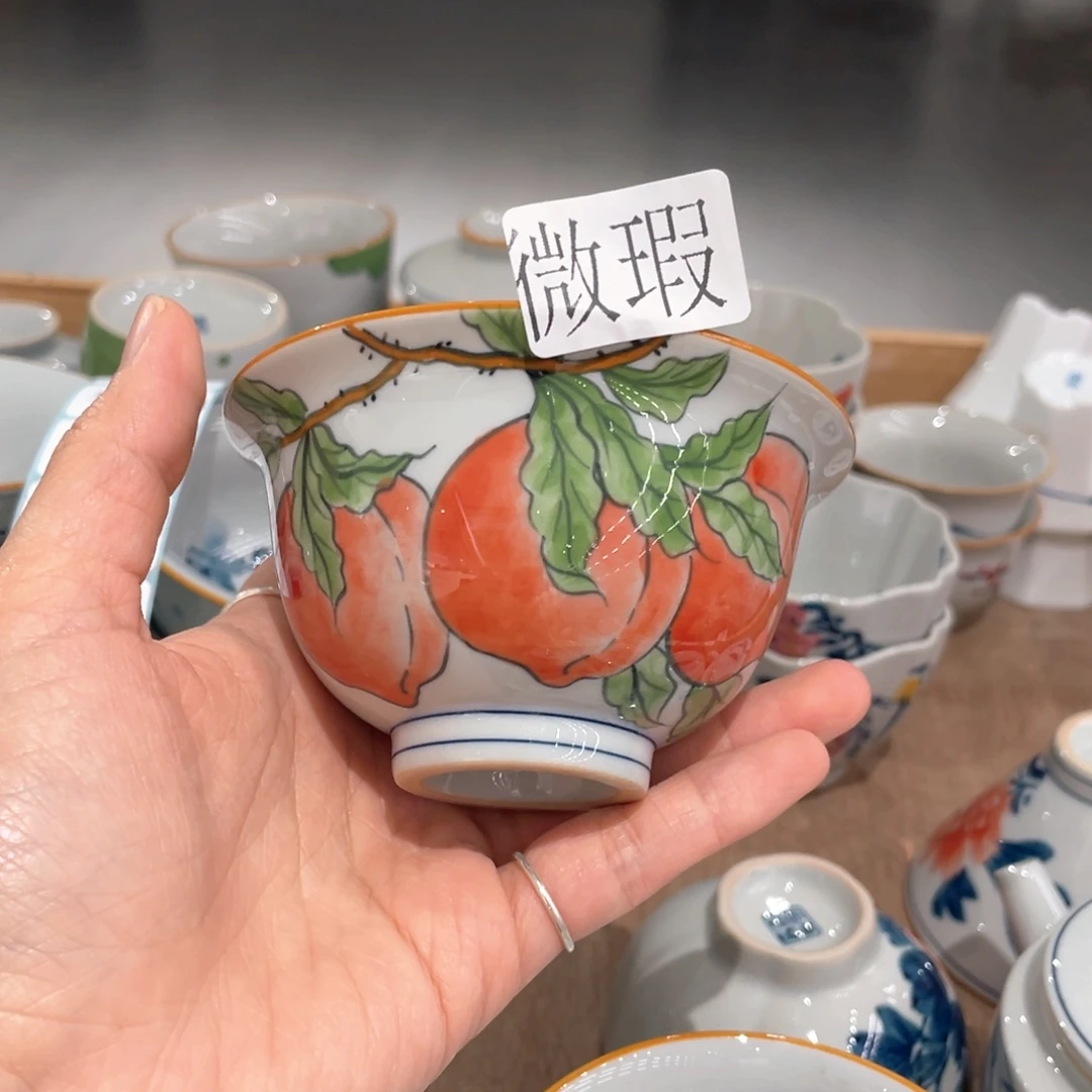 釉下手绘茶具微瑕