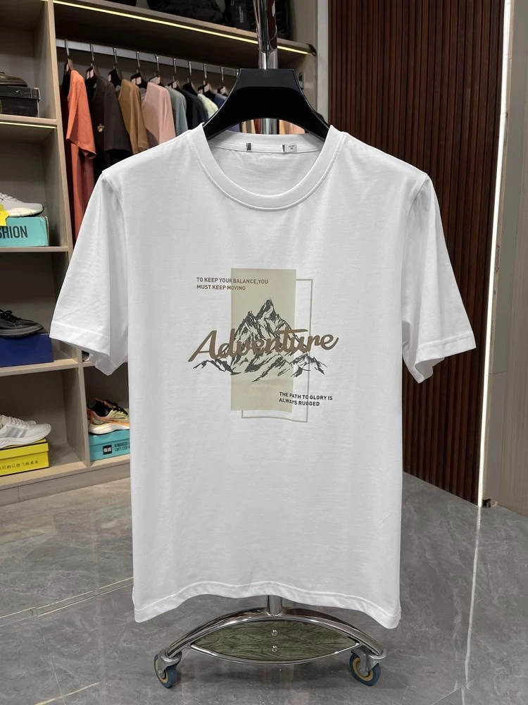 （W808）凉感透气夏新品舒适男印花圆领百搭短袖T恤品牌撤柜剪标