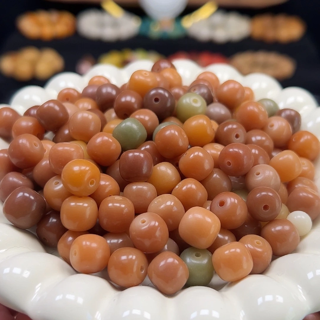 手串菩提根/象牙果微瑕卡11鸡油黄多宝桶150颗