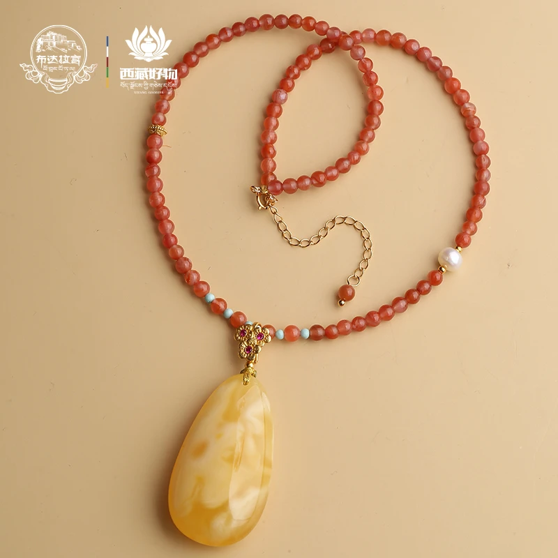 布达拉宫南红项链颈饰吊坠