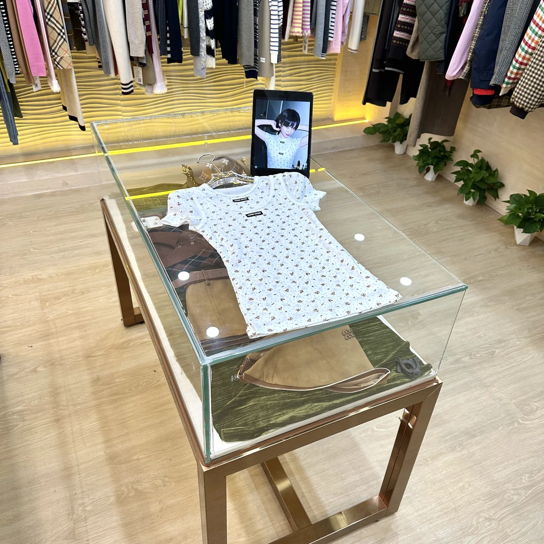 A559【M家】高版本25n早秋新款满印花草三分袖圆领T恤白色背心