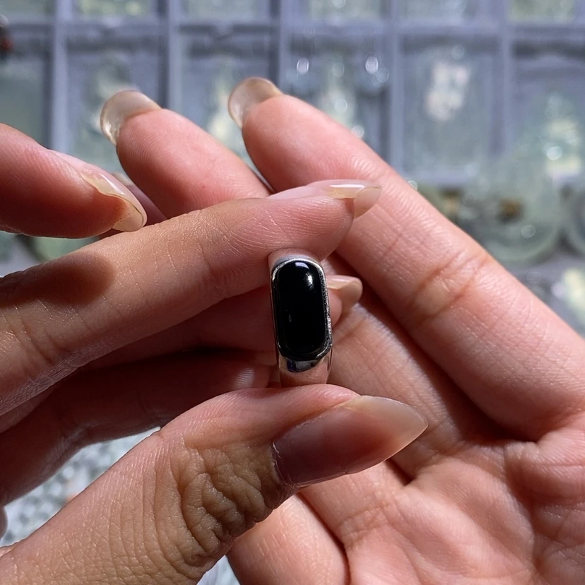 【闪购商品】岫玉戒指银S925镶嵌江*