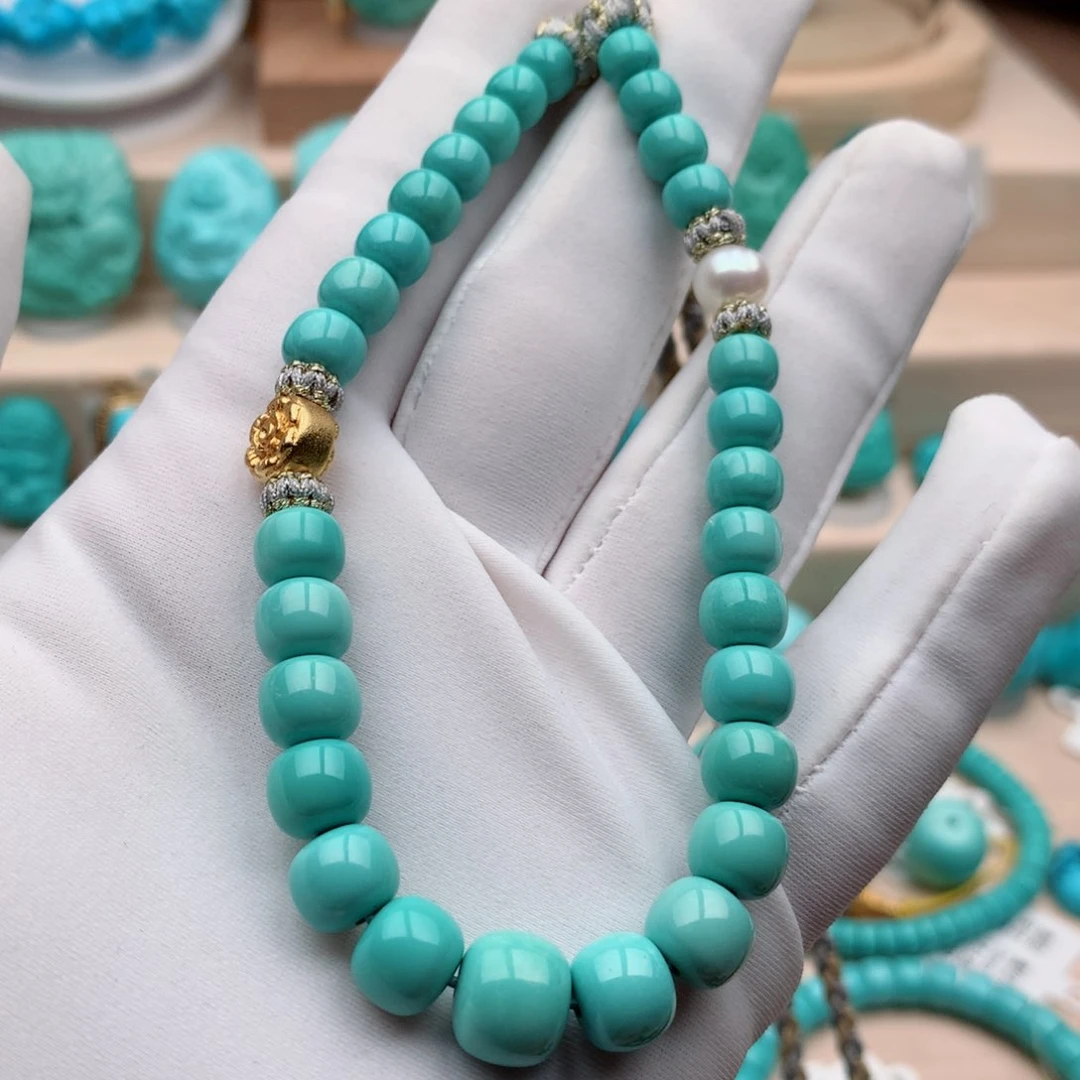 绿松石珠宝奇石未镶嵌9mm