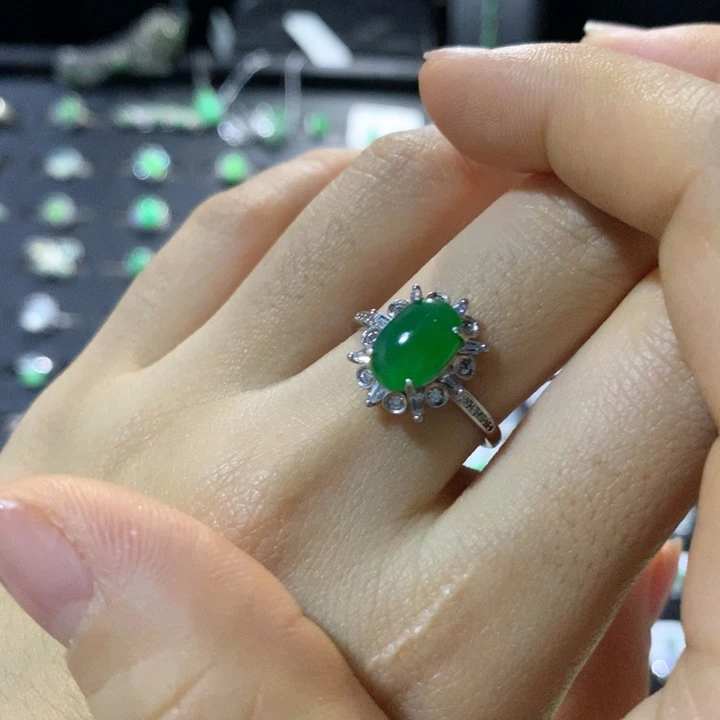 翡翠银S925镶嵌戒指