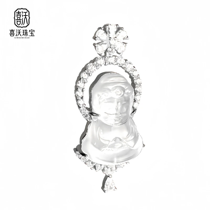 喜沃珠宝·新中式白月光冰透玉髓宝宝佛饱满圆润简洁大方吊坠