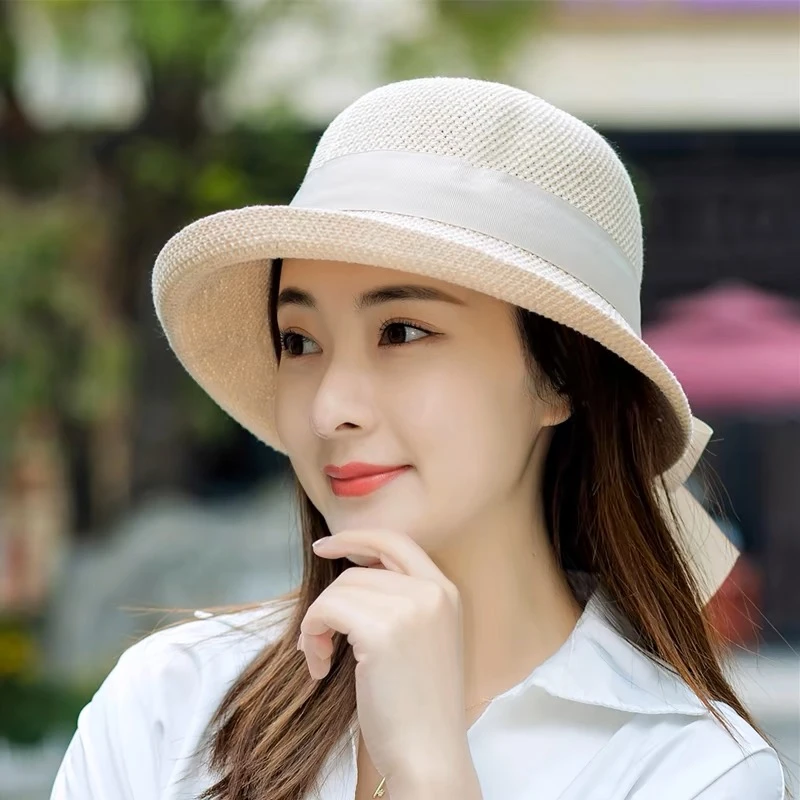 新款夏季遮阳防晒渔夫帽子女韩版时尚百搭英伦礼帽出游海边太阳帽