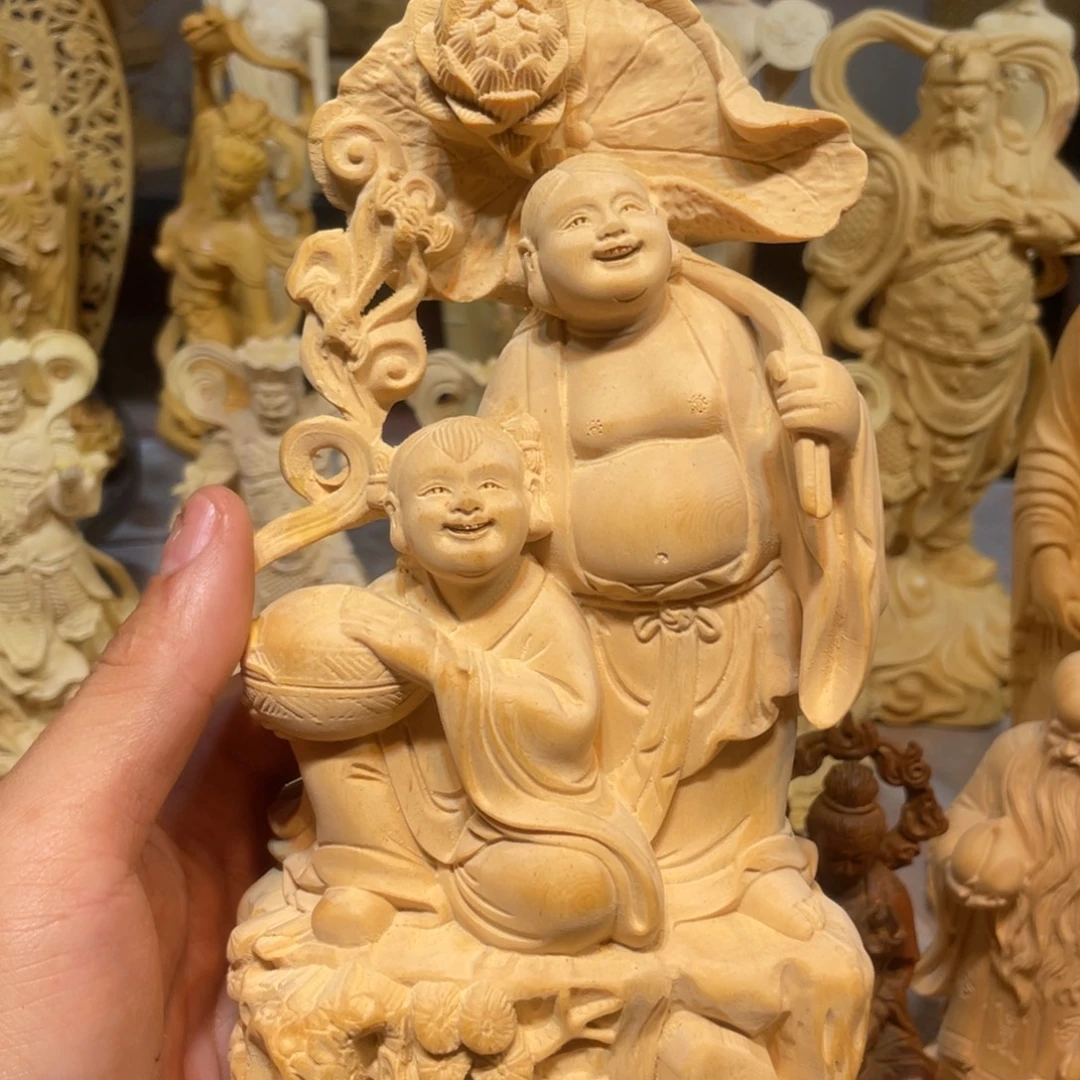黄杨木瑕疵大号和合二仙