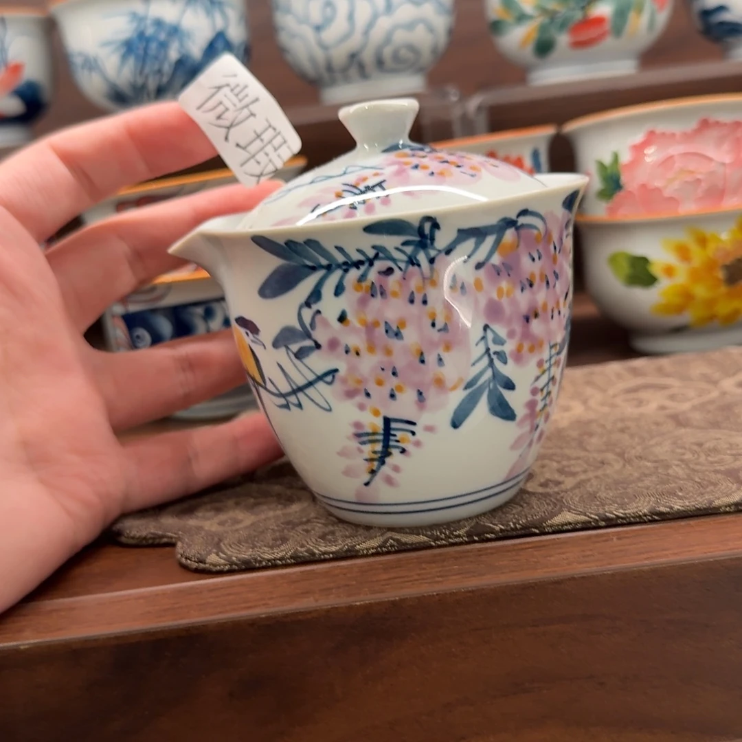 釉下手绘茶具微瑕
