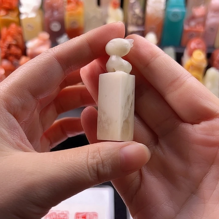 老挝石印石手工定制1.3厘米，鹿，包刻