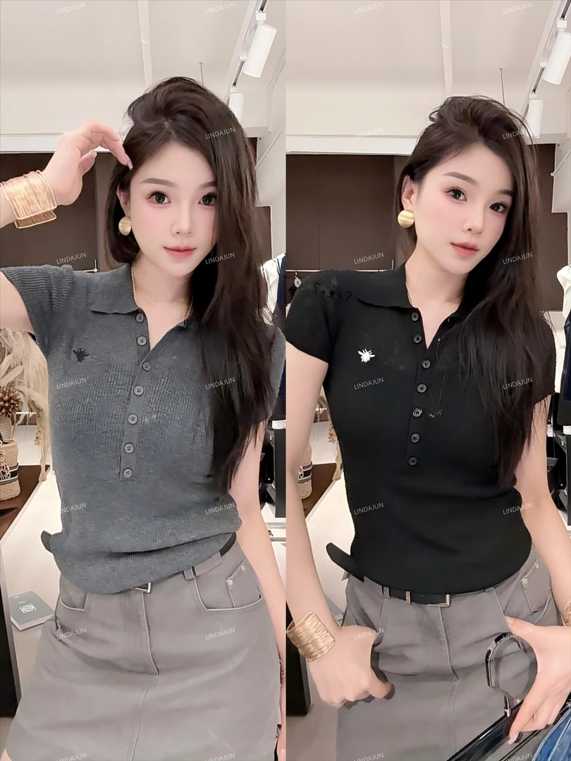 大君君 高级感老钱风百搭显瘦设计师款正肩针织上衣 SY077