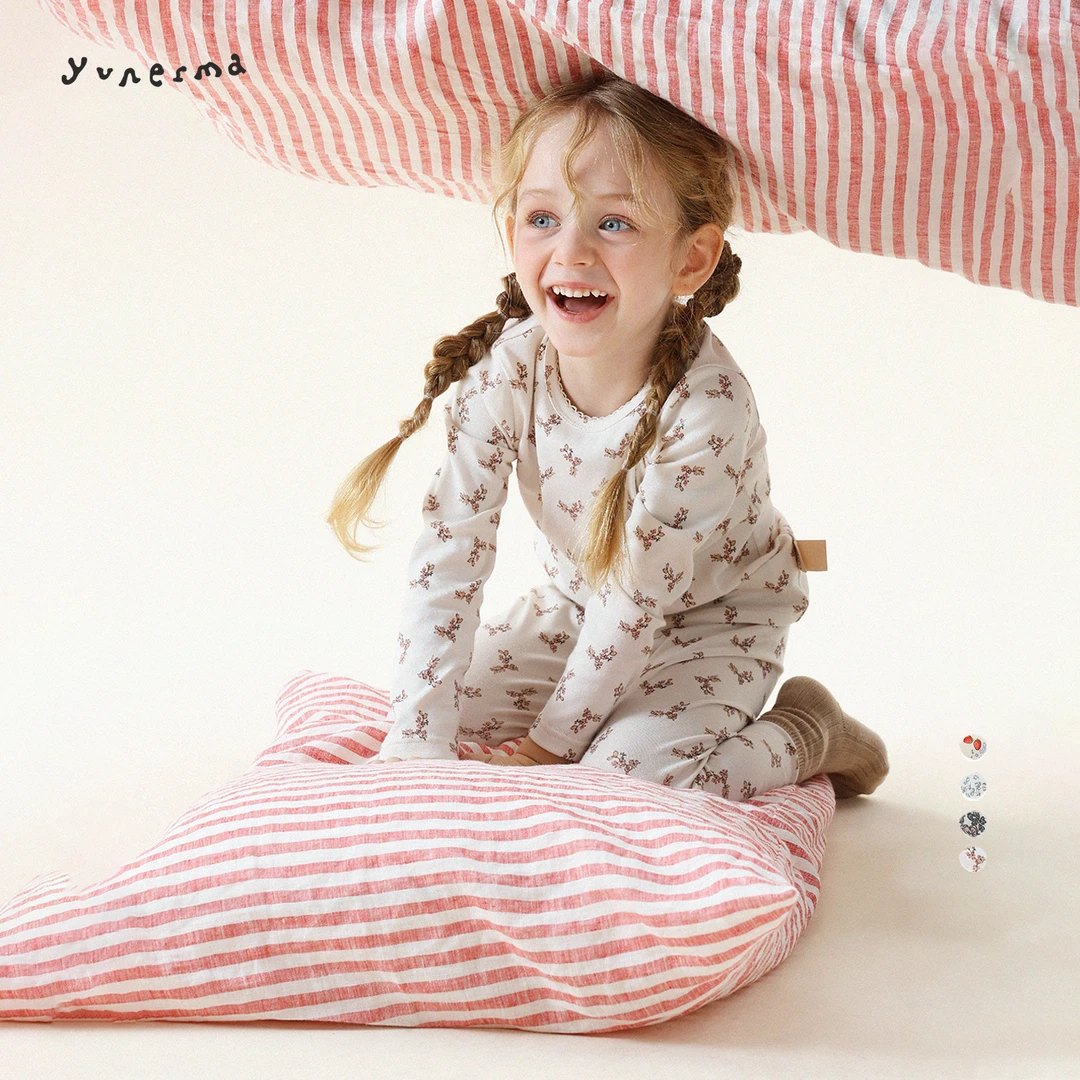 宝宝小众碎花上衣裤子家居服套装允儿妈女童冬季秋衣秋裤两件套潮