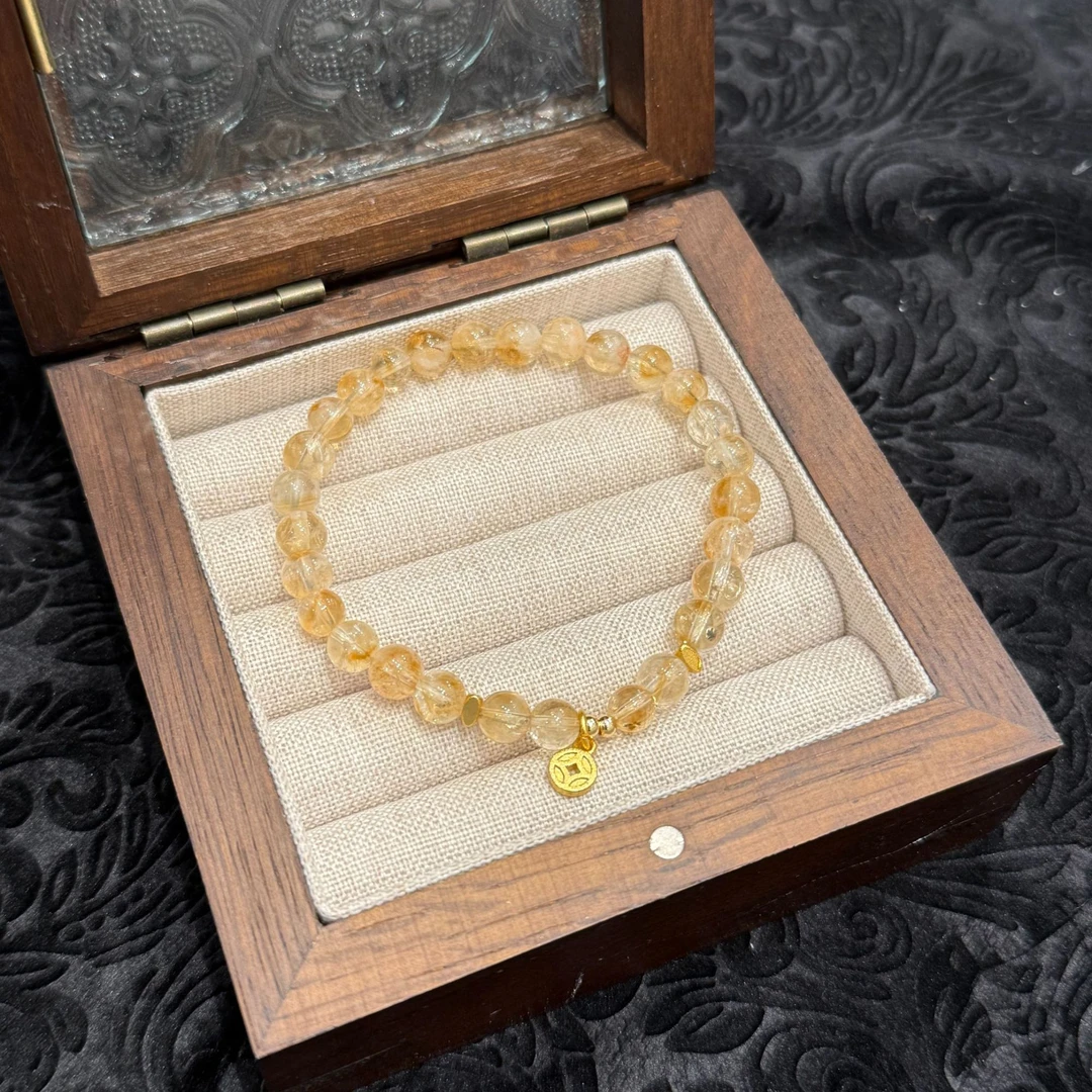 【摩登小豹】天然水晶手串黄塔晶细圈手工DIY设计师款精致手链