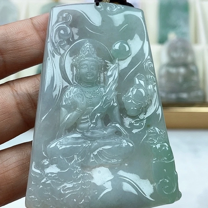 翡翠未镶嵌颈饰天然翡翠文殊菩萨