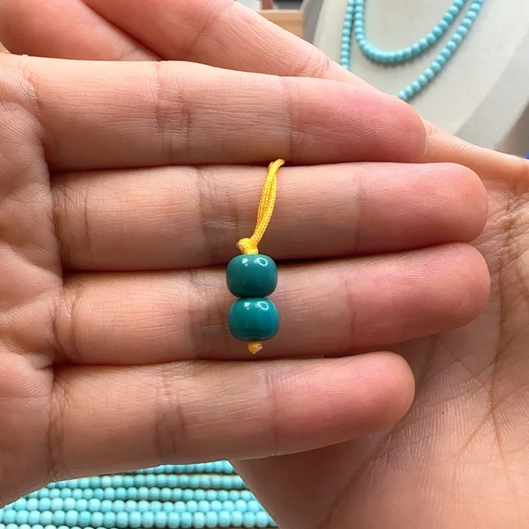 绿松石未镶嵌89玉化老型对珠z