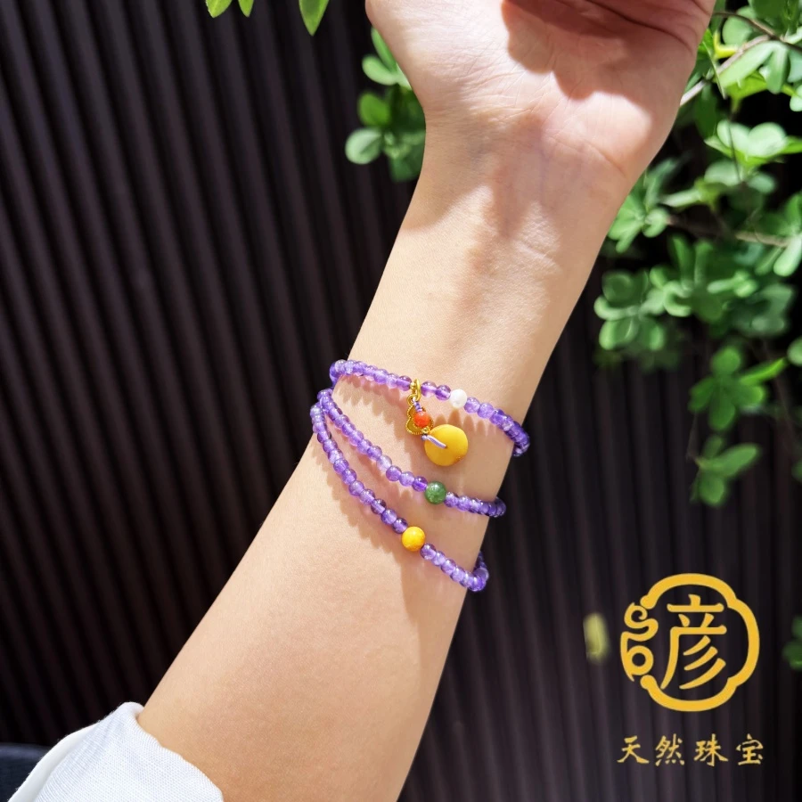 水晶手链天然紫水晶三圈原创设计多样性发货SJ0124