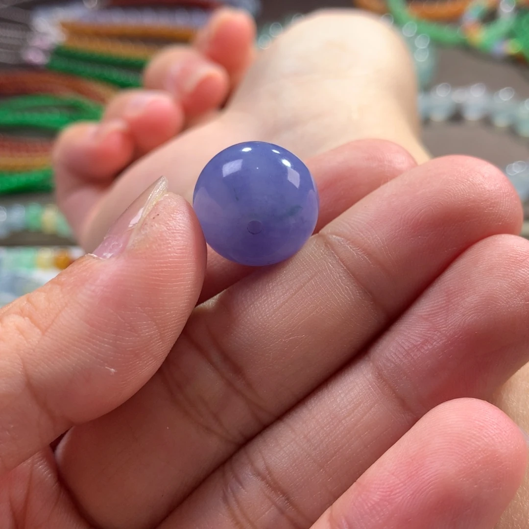 翡翠未镶嵌手链浓妖紫鼓珠15.87x11.75