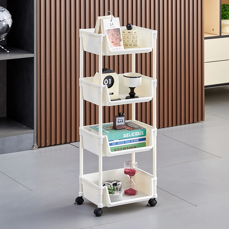 4层书桌置物架收纳储物架移动推车卧室客厅带轮子可移动零食架1A