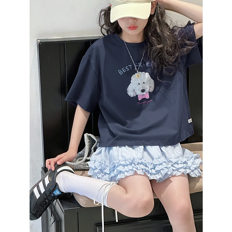 K28760韩系女童夏装短袖T恤2025新款儿童上衣半袖女大童宽松衣服t