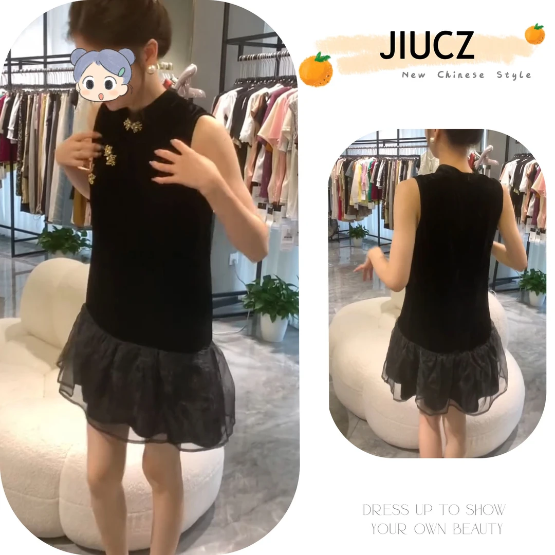 2025夏季新款新中式时尚洋气复古中国风气质连衣裙U0051