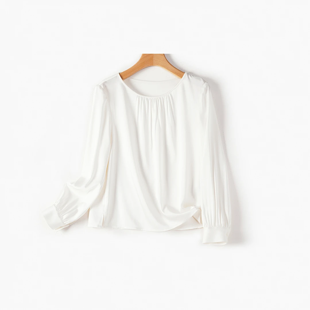 【璟哥粉丝专属】92桑蚕丝双乔提花高端女装轻奢长袖上衣纯色005