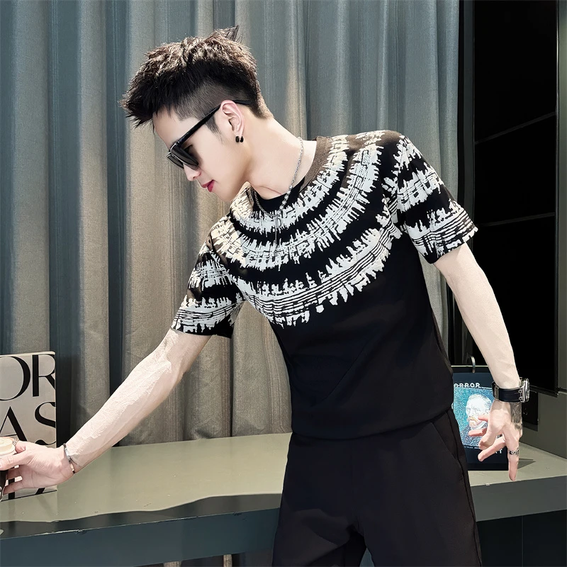 民族风短袖t恤男士夏季2025新款潮牌百搭圆领洋气炸街男装半袖薄