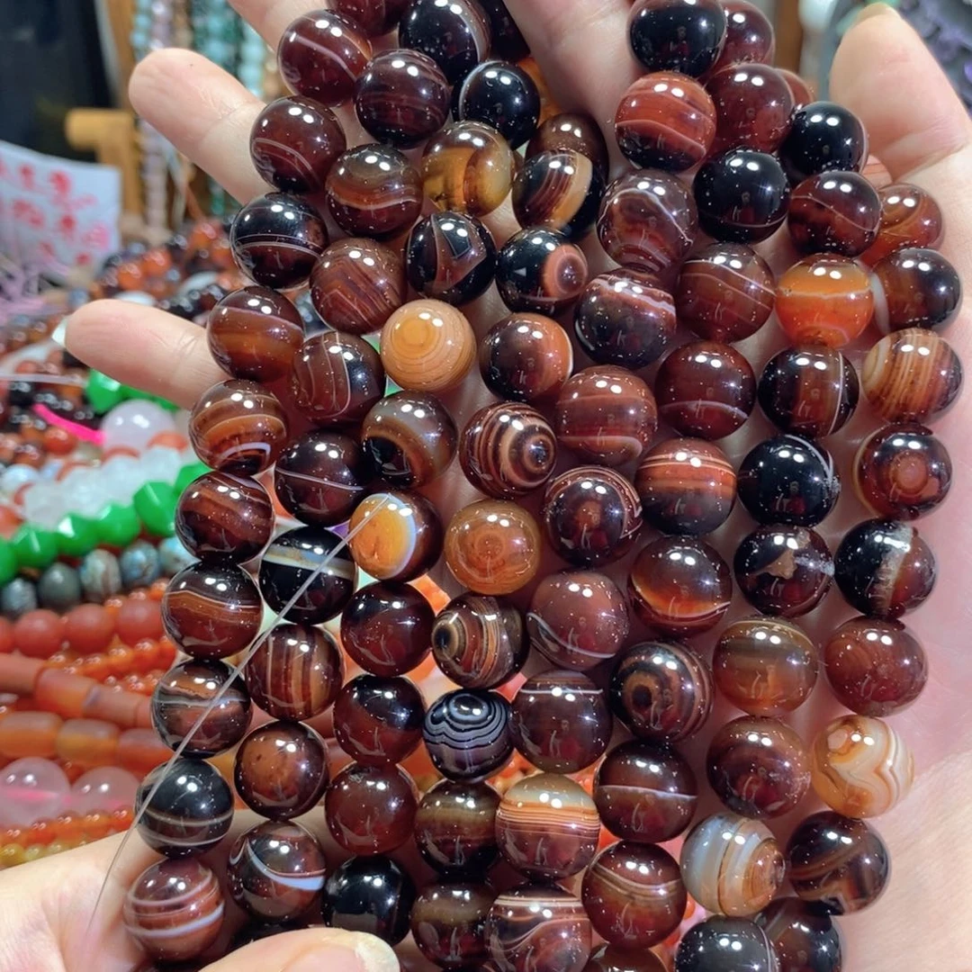 未镶嵌玛瑙/玉髓珠宝半成品蚕丝玛瑙一条卡14mm