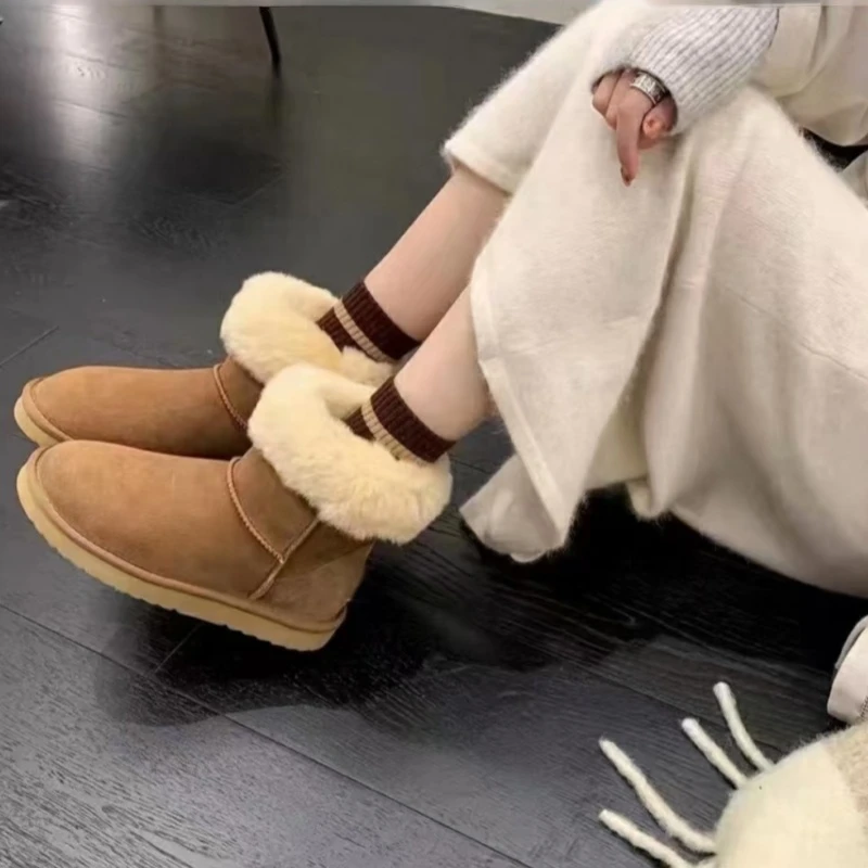 【经典款5825】桑坡冬季羊皮毛一体雪地靴经典百搭女中筒一鞋两穿