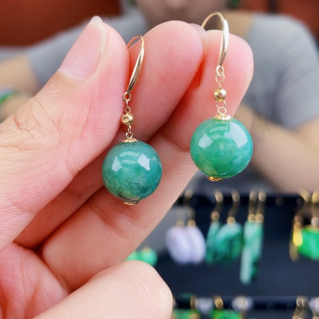 翡翠18K金镶嵌耳饰饰品