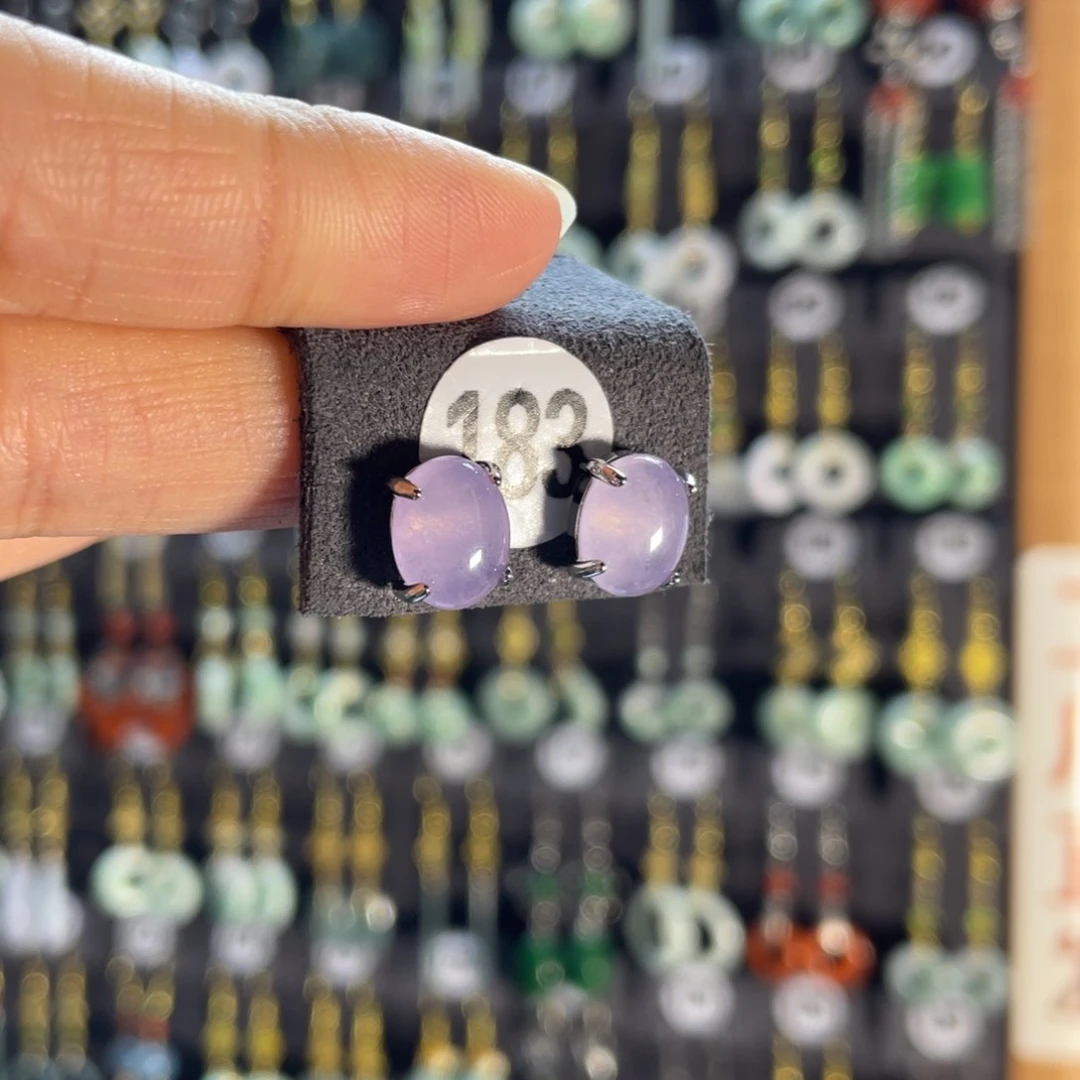 银S925镶嵌翡翠耳饰183