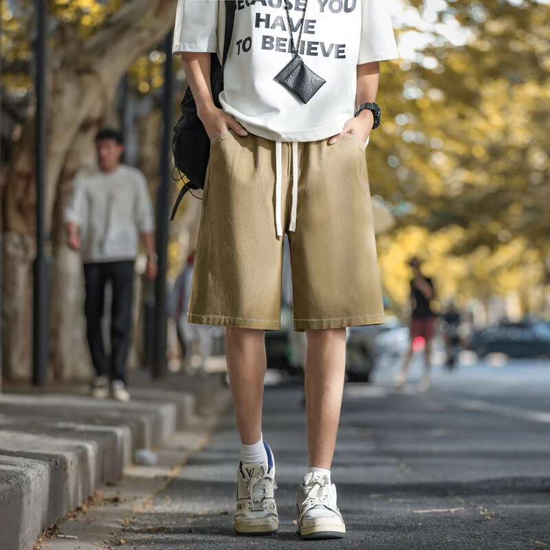 时尚刺绣设计运动短裤百搭宽松夏季五分裤百搭港风韩版休闲裤薄款