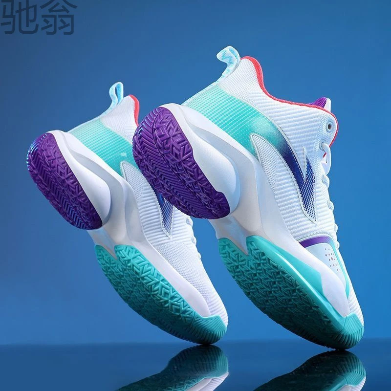 Pre高品质篮球鞋男实战防滑耐磨四季款橡胶底中帮莆田运动鞋青白