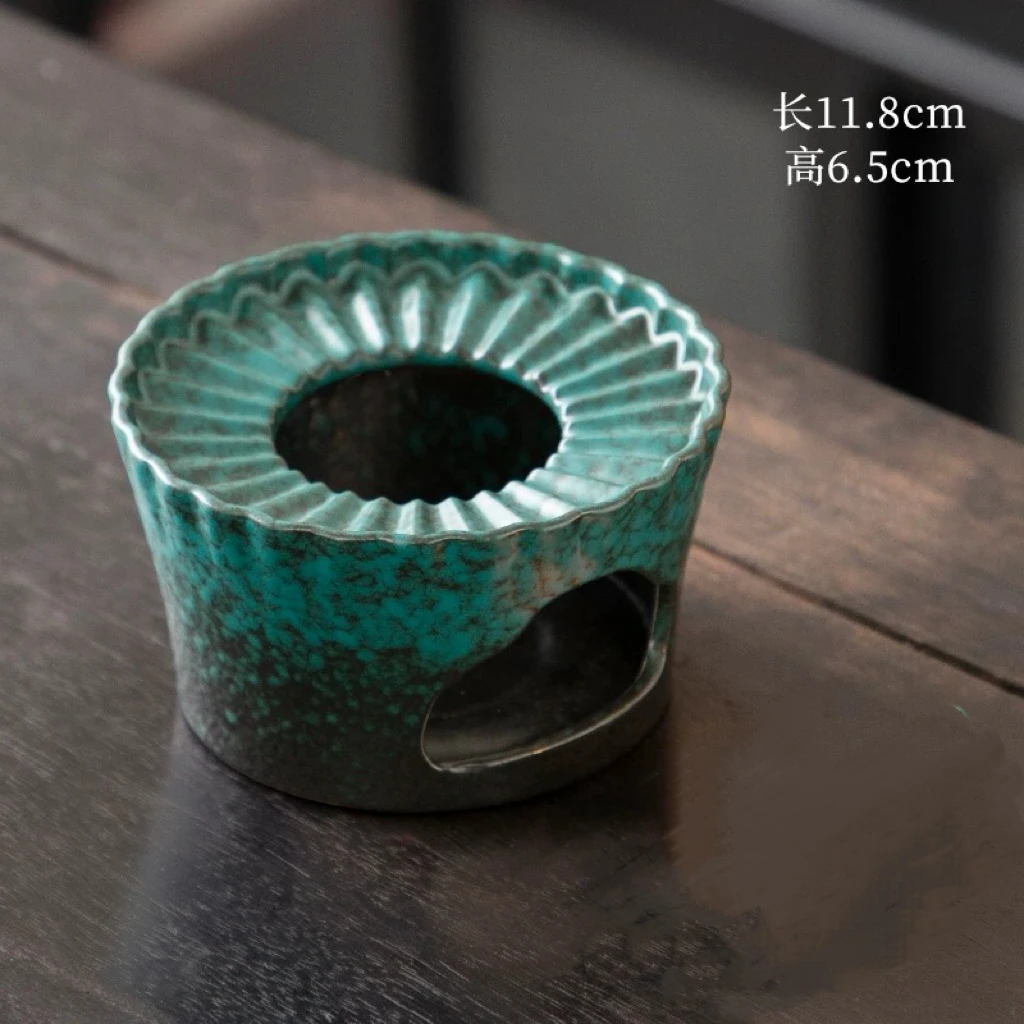 复古松石绿墨绿松釉细陶泥陶瓷蜡烛炉底座壶承
