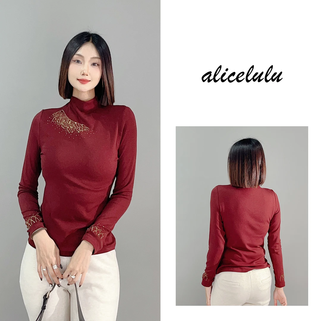 4[alicelulu]]“王妃”衬衫璀璨烫钻弹力显瘦S2140536L