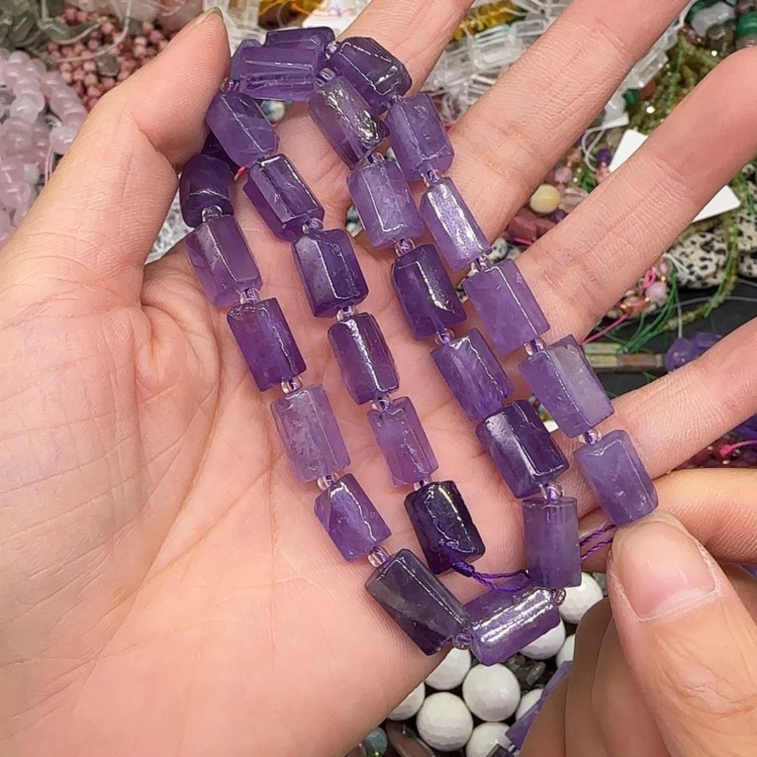 玛瑙/玉髓合金珠宝半成品紫水晶8mm桶珠一条